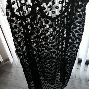 Black mesh dress swimsuit coverup